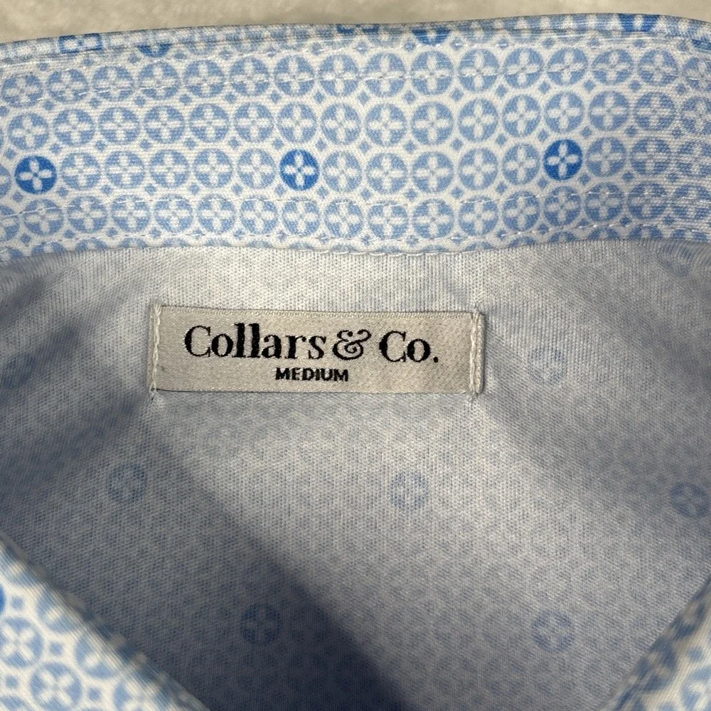 Collars and Co NWT Semi-Spread Collar Polo Medallion Sky Blue - Size Medium - Picture 6 of 7